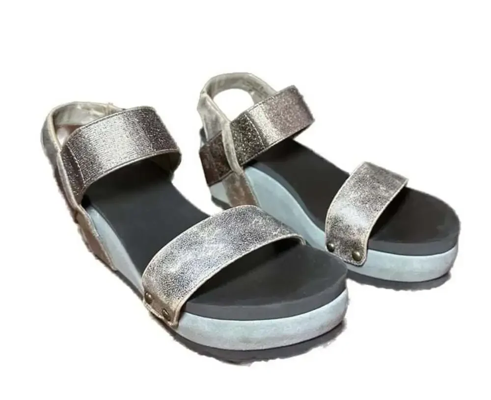 Axxiom Shoes for Life Metallic Platform Wedge Sandals‎